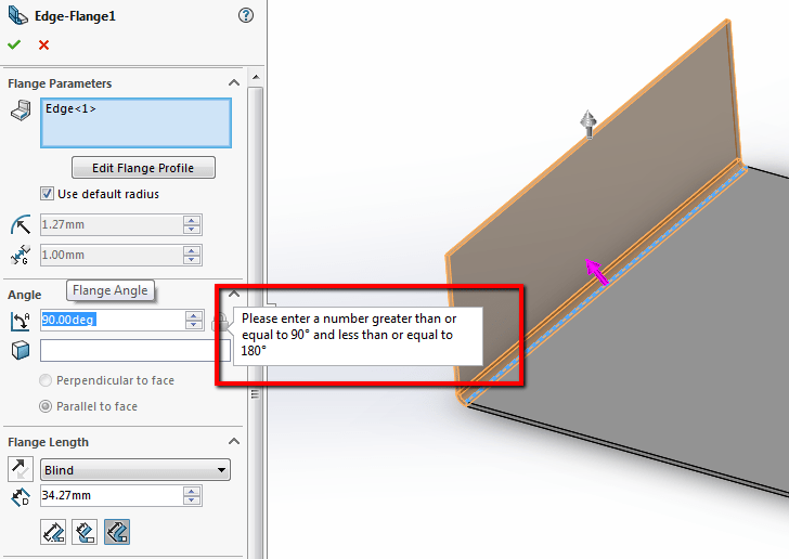 How the Tangent Bend Option affects your edge flange’s angle Hawk Ridge Systems Support