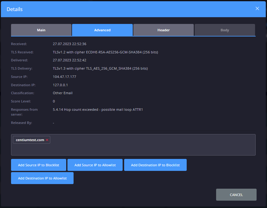 Resolving 554 5.4.14 Hop count exceeded Heimdal Assistance and Support