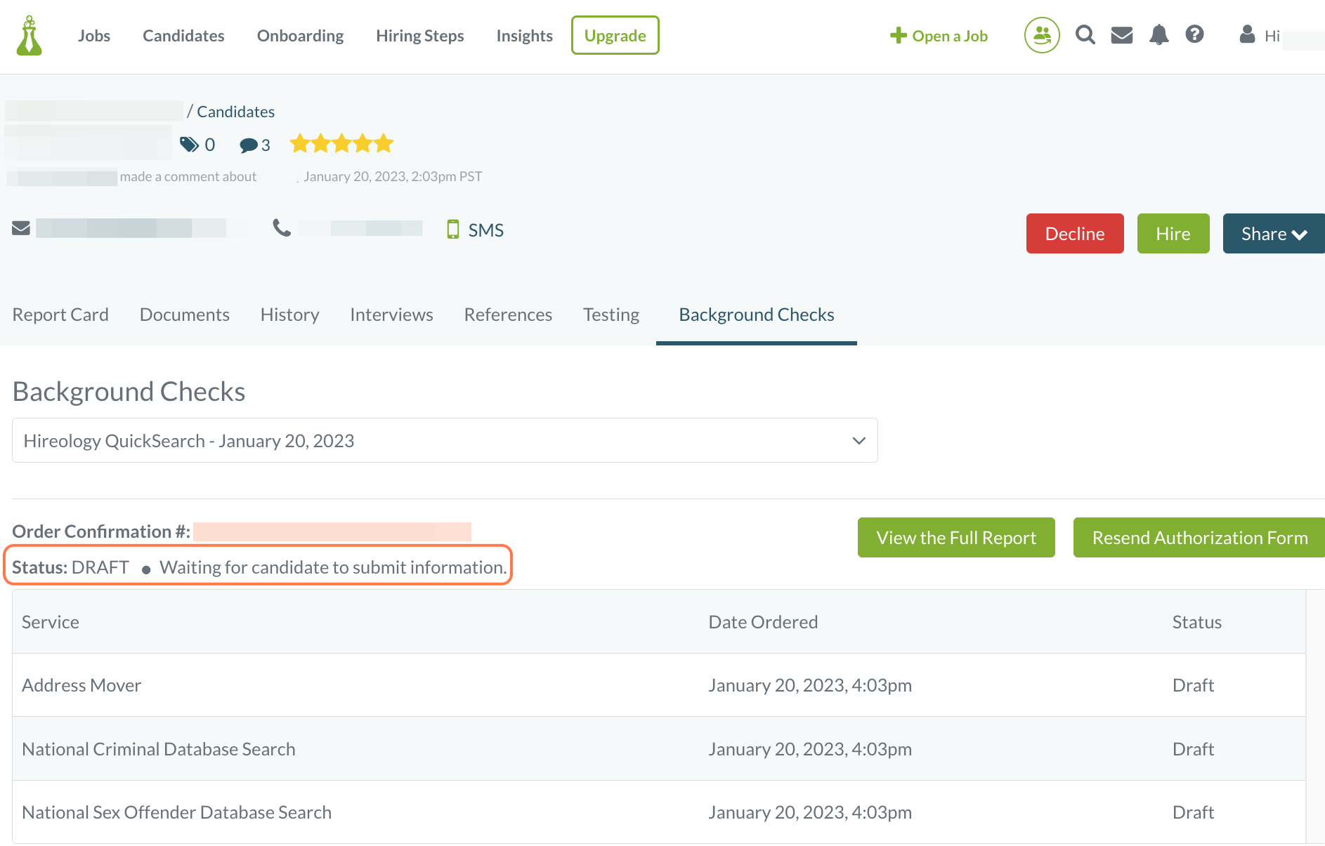 Background Check Status Definitions Hireology