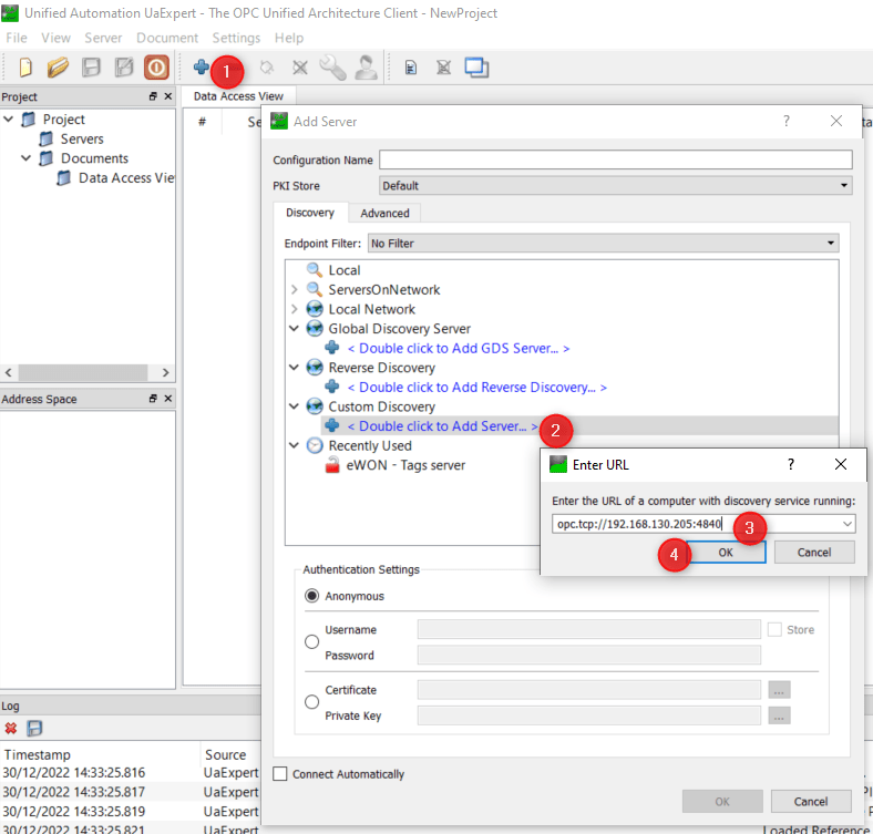 Publish Tags through the Ewon OPCUA Server HMS Support Portal