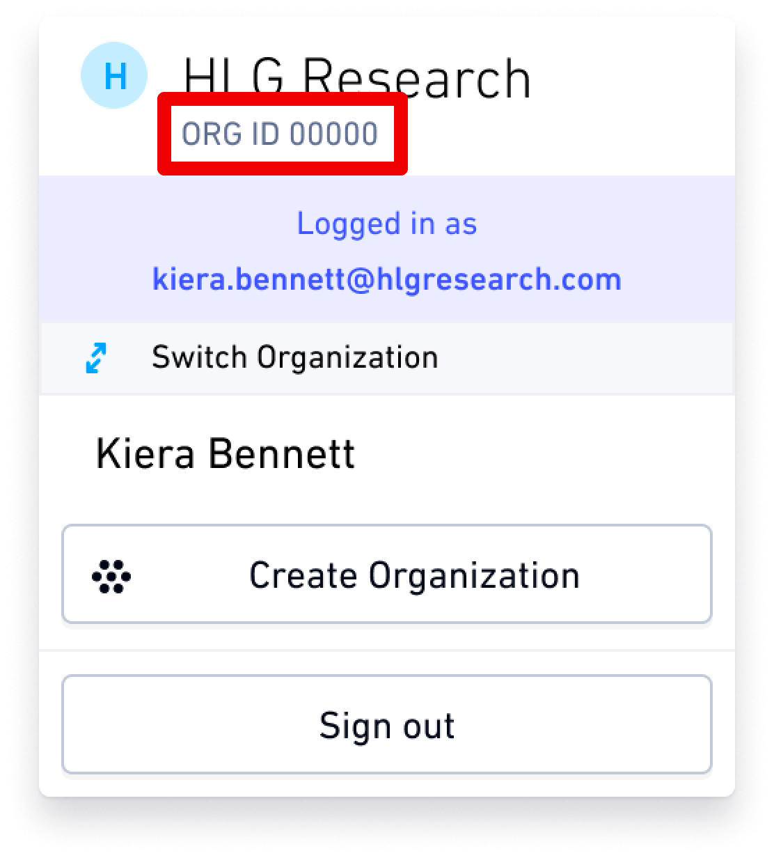 What is my organization ID Hologram