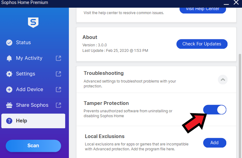 Sophos Home (Windows) How to disable Tamper protection Sophos Home Help