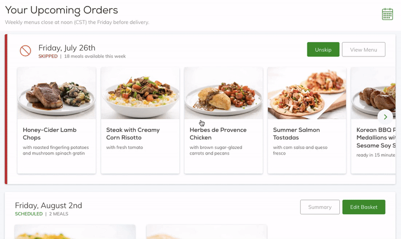 Home Chef Login Page