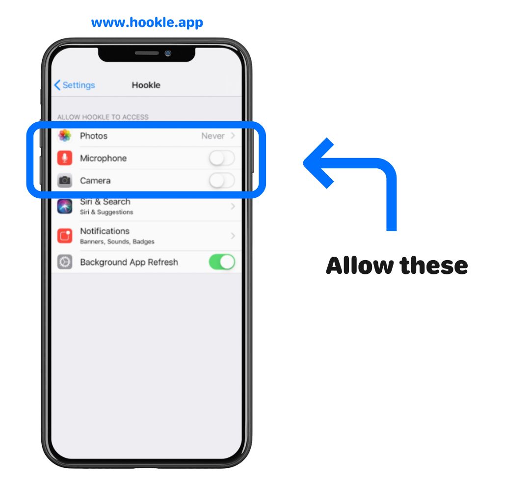 Enable Gallery and Camera permissions Hookle