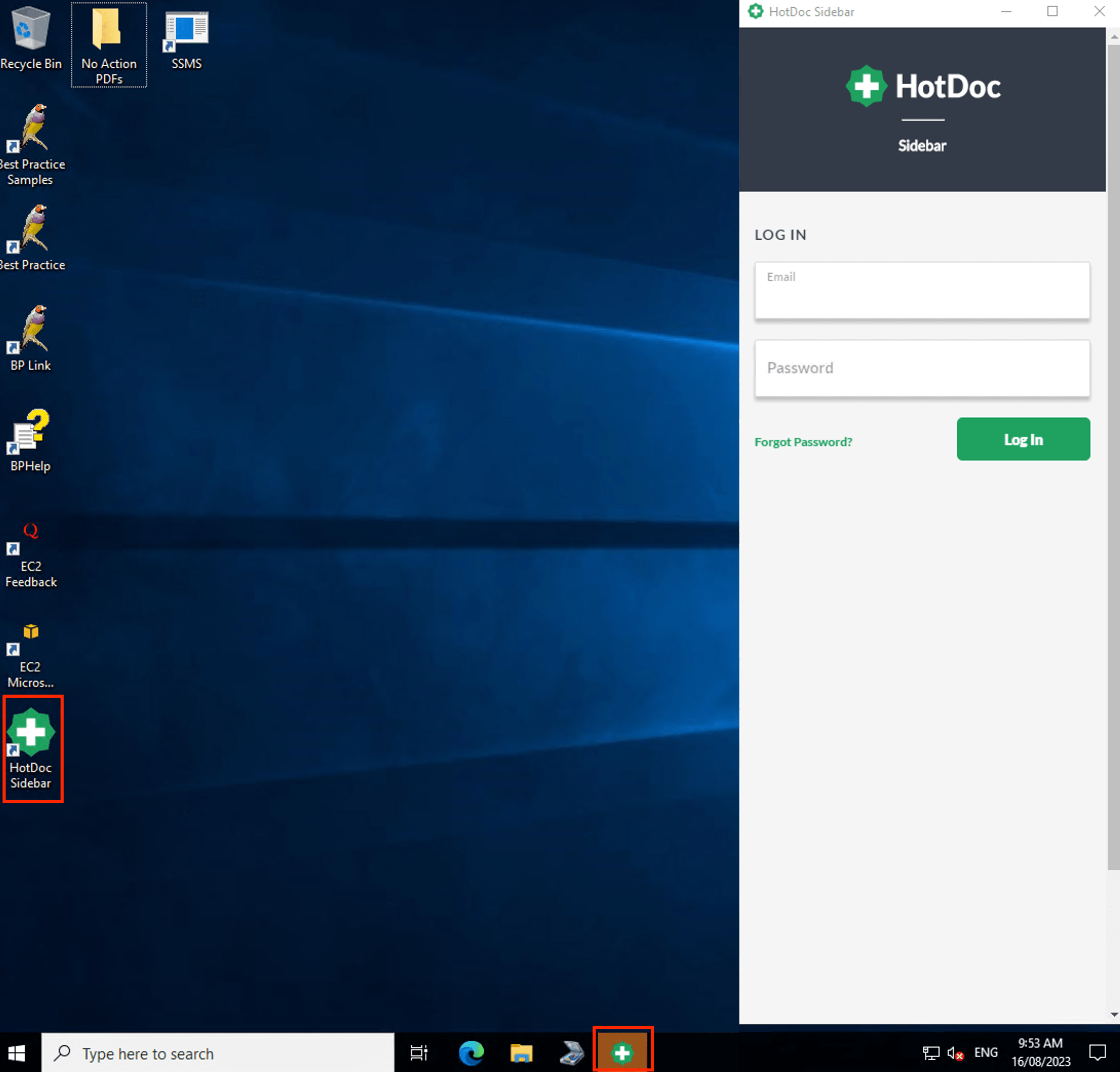 How to install the HotDoc Sidebar on Practitioners workstations