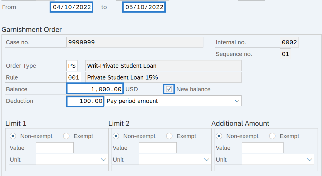 Garnishments Standard Processing Update Balance HRMS Support Hub