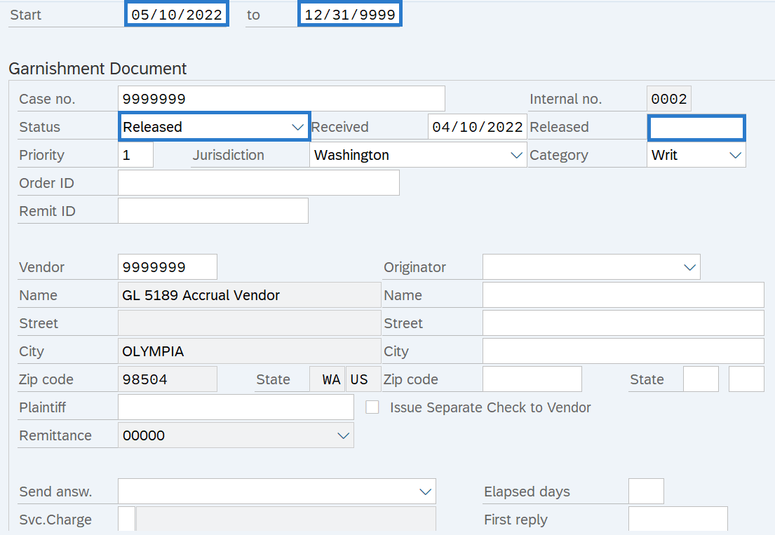Garnishments Writ Processing Release Writ HRMS Support Hub