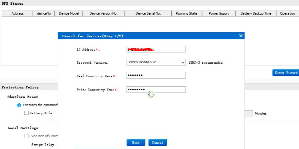 Netshutdown cannot search UPS Huawei