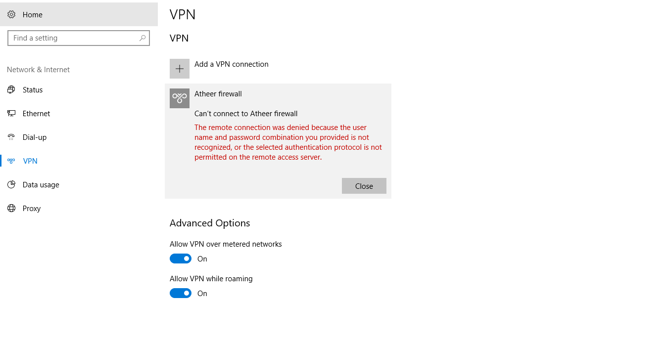 Login fail for L2TP/IPSec using Windows 10 as Client Huawei