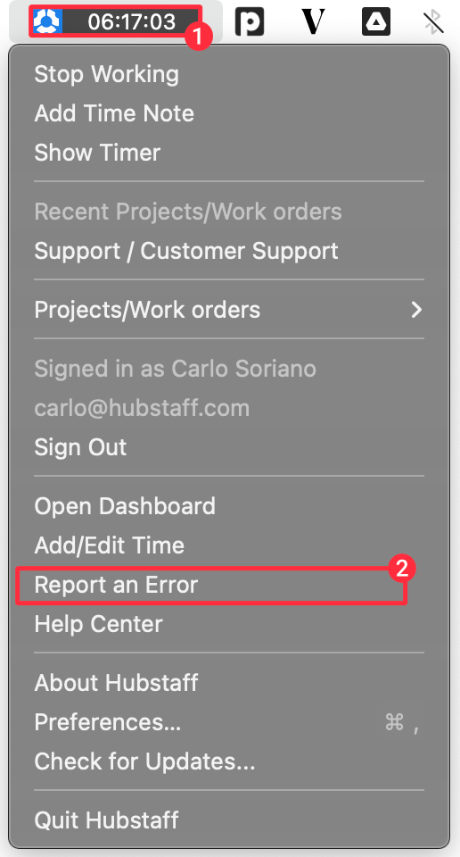 Report an Error or Collect Client Logs in Hubstaff Time Tracking