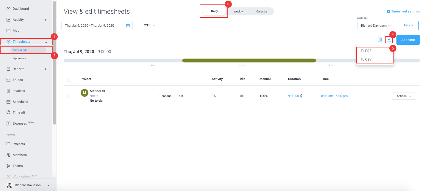 How do I export or download timesheet data? Hubstaff Support