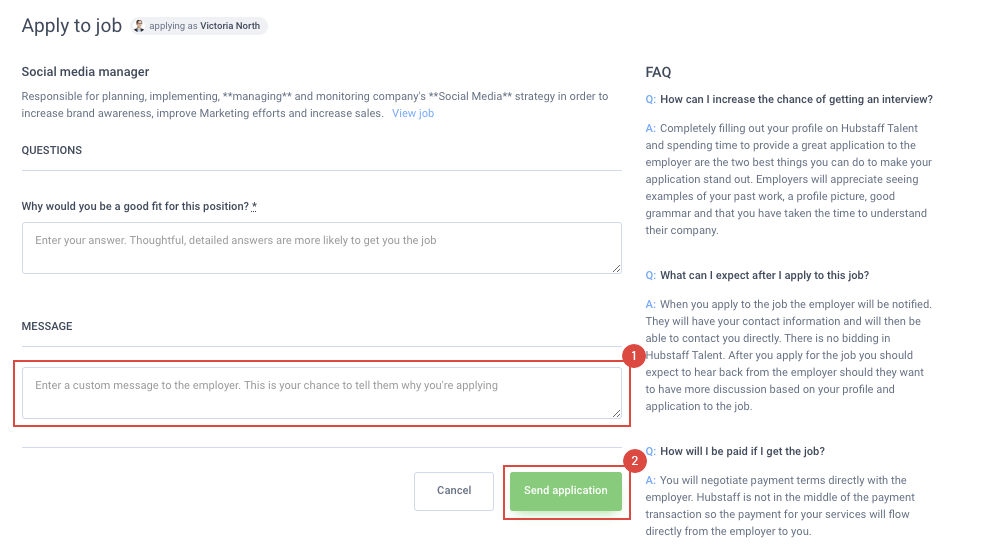 Hubstaff Talent Message Center Overview