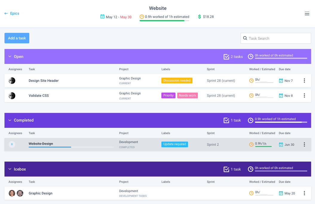 Epics Feature Overview in Hubstaff Tasks