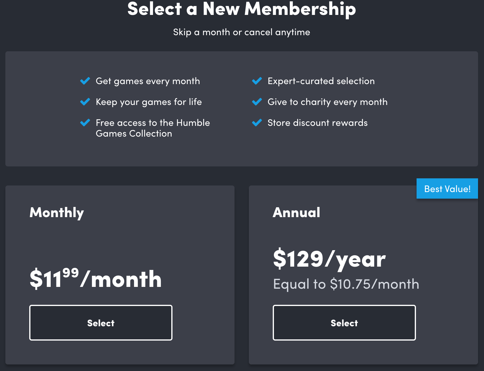 Humble Choice Manage Your Membership Humble Bundle