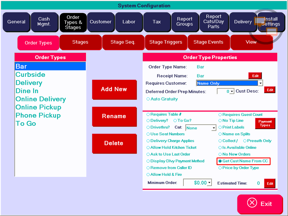 Requiring Customer's Name For Credit Card Swipe HungerRush