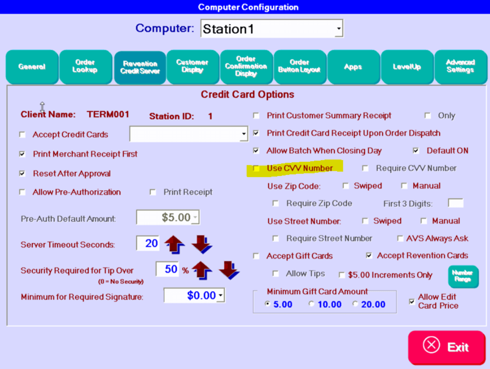 Manual Credit Card Entry HungerRush
