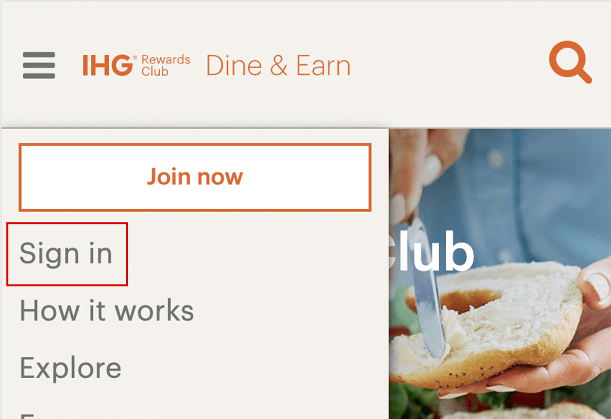 I my password. IHG® Rewards Dine & Earn