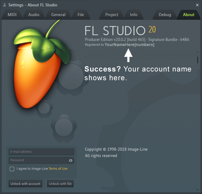 Registration How to unlock FL Studio from the 'About' screen