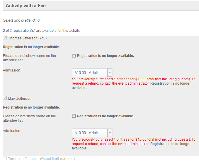 Registration Limits Support Center