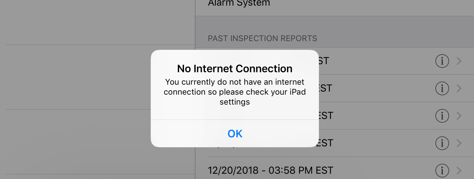 How to see if your iPad is connected to the Inspect Point