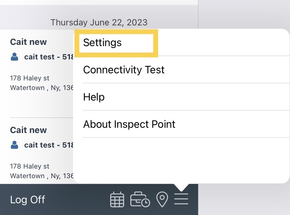 How to remove inspections from the completed tab of the iPad that are