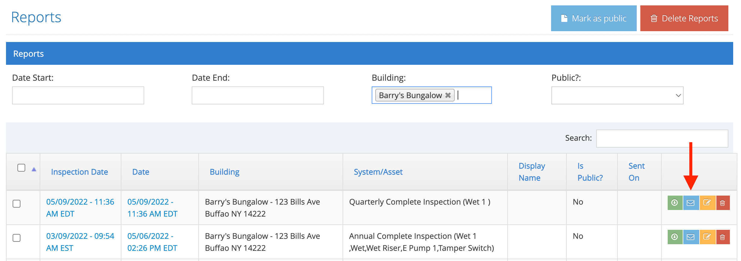 How to send an inspection report from inside Inspect Point Inspect