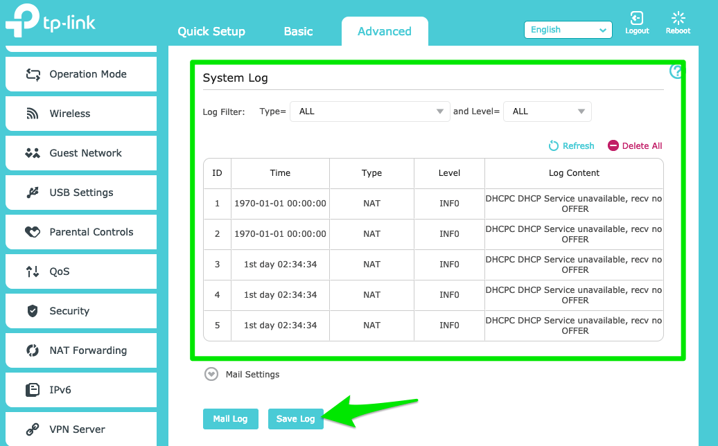 How to retrieve TPLink router System Logs IPVanish