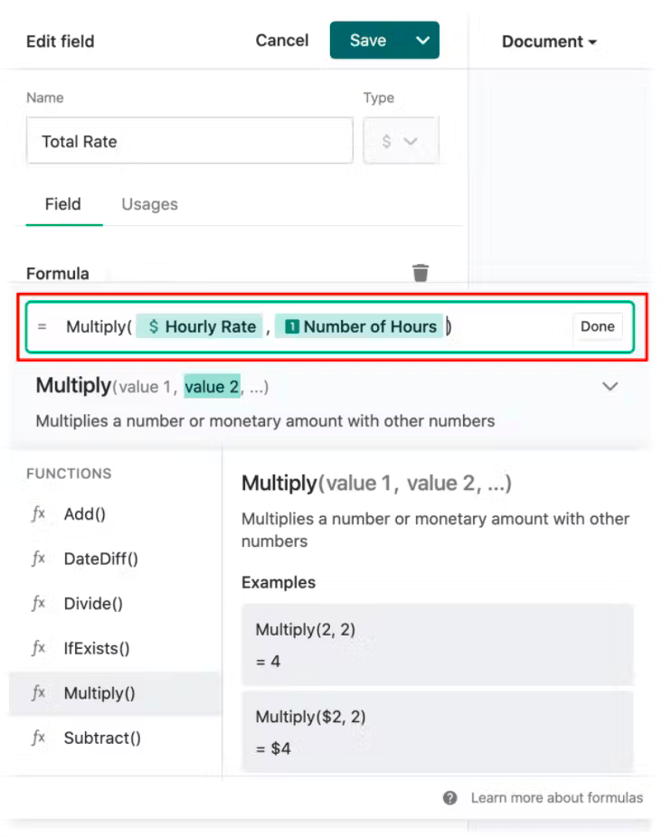 Manage Formulas Ironclad