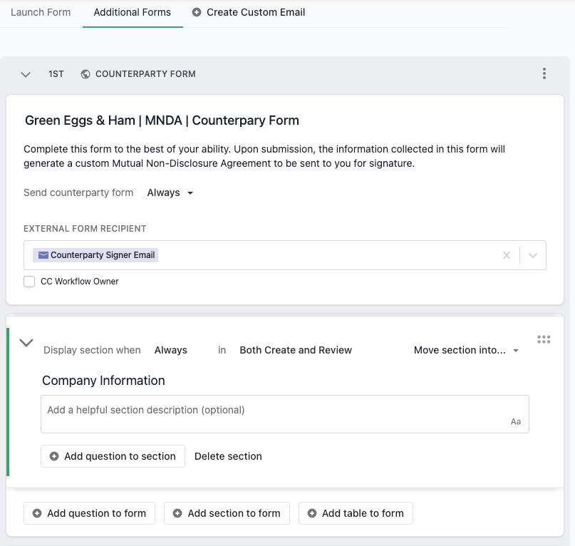 Add a Counterparty Form Ironclad