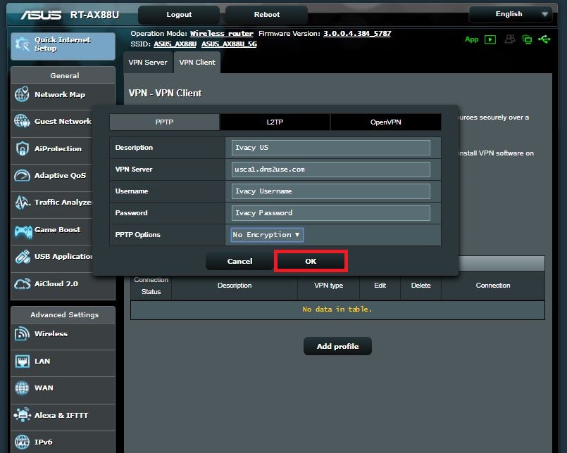 How to Configure Ivacy on Asus Router (VPN Client) Ivacy