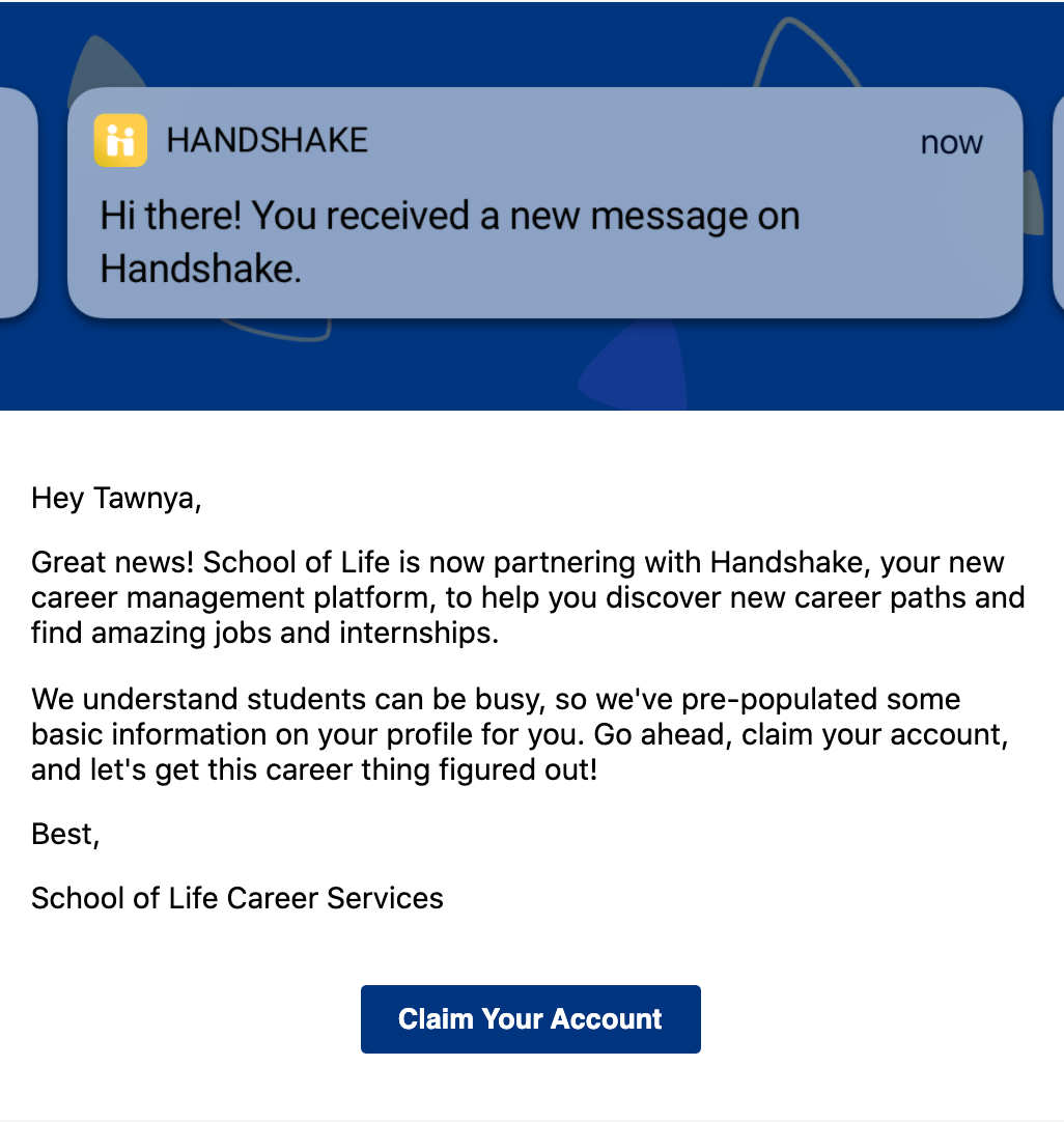 Targeted Emails Handshake Templates Handshake Help Center