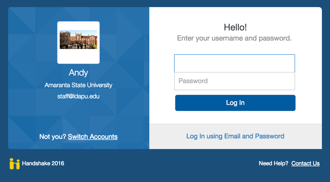 Login to Handshake as a Career Services Staff Member Handshake Help