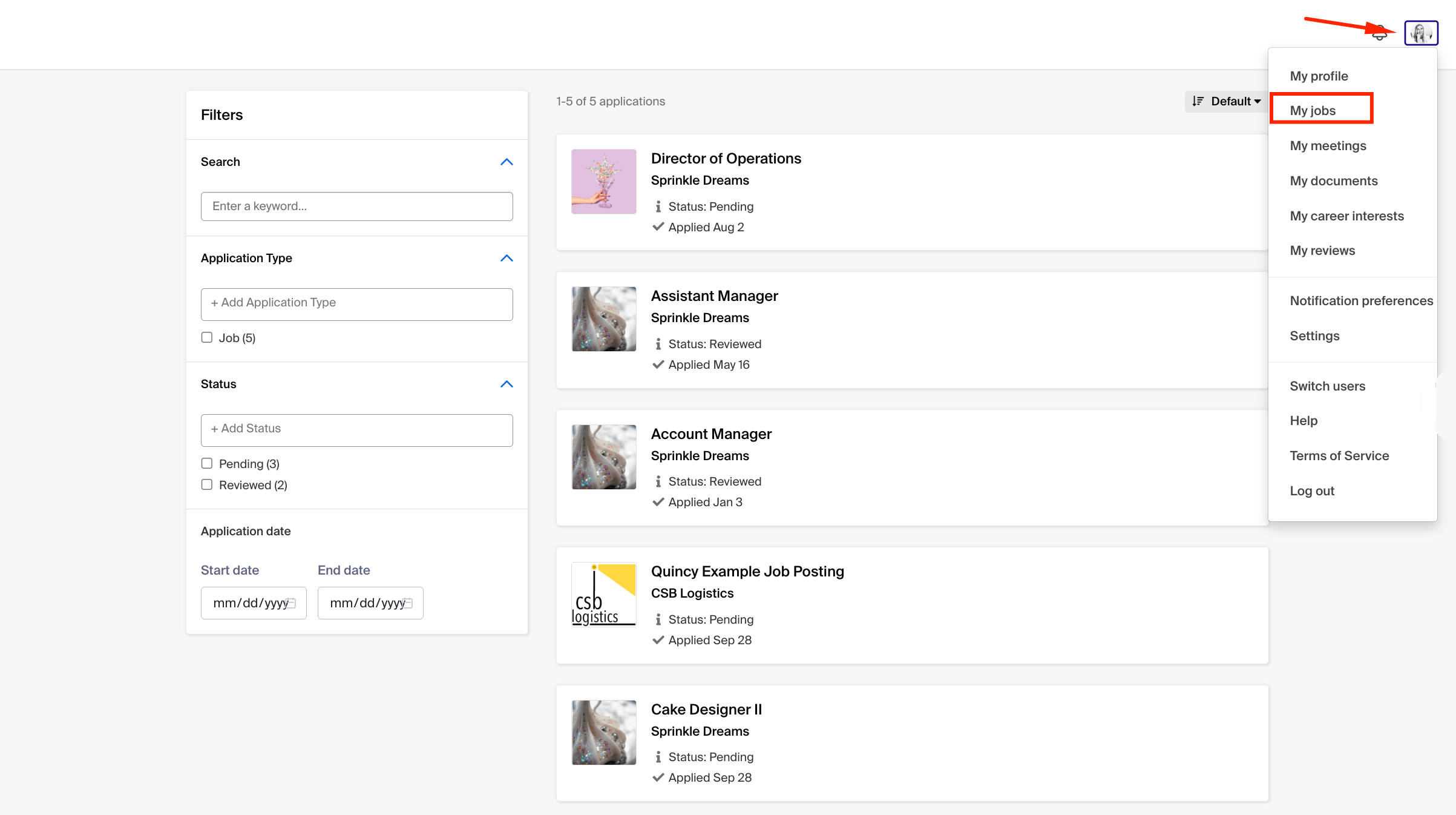 Job Application Status in Handshake Handshake Help Center