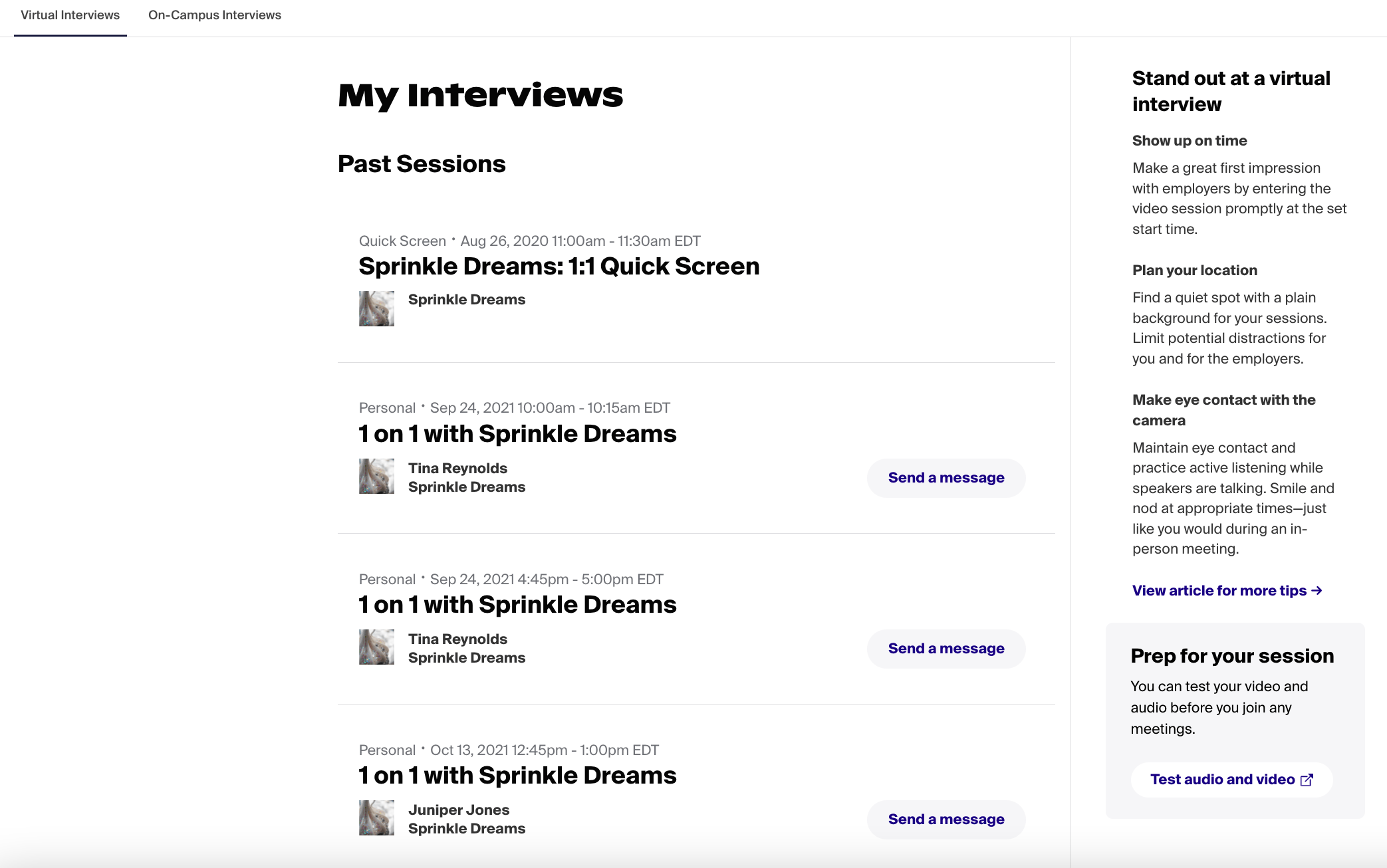 Attendees Test audio and video Handshake Help Center