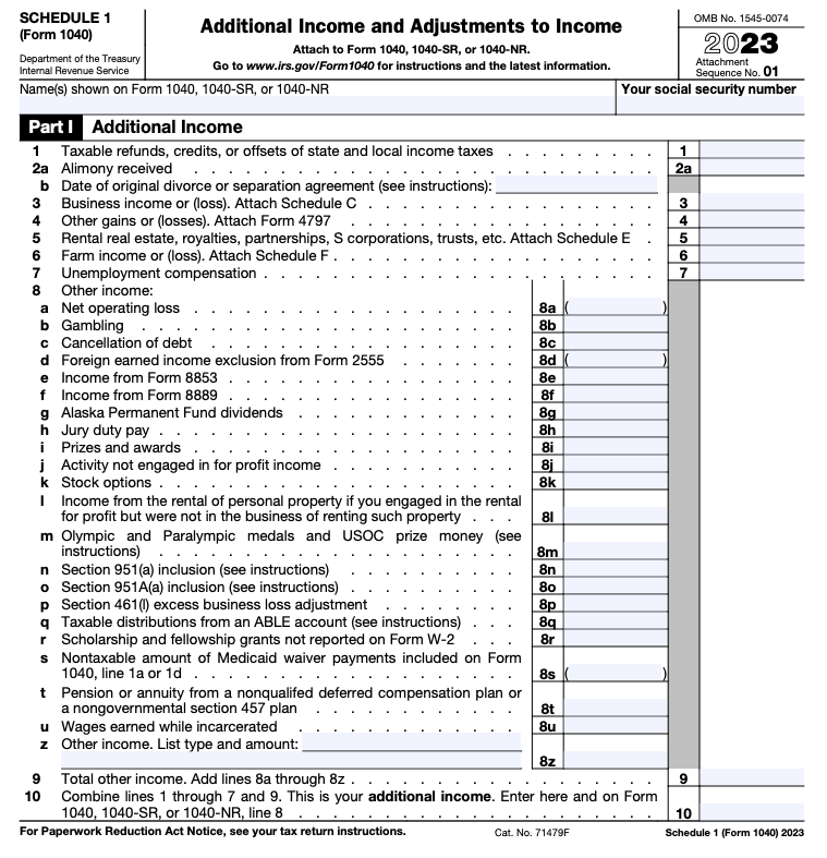 What is IRS Schedule I? Heard