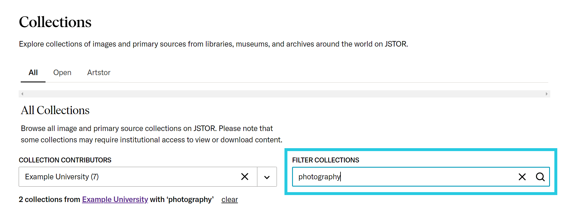 Searching Browse Collections JSTOR Support