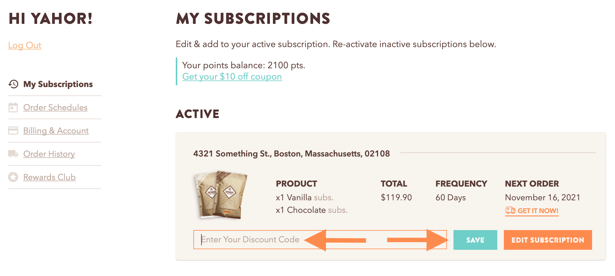 How do I apply a discount code to my subscription? Ka'Chava Help Center