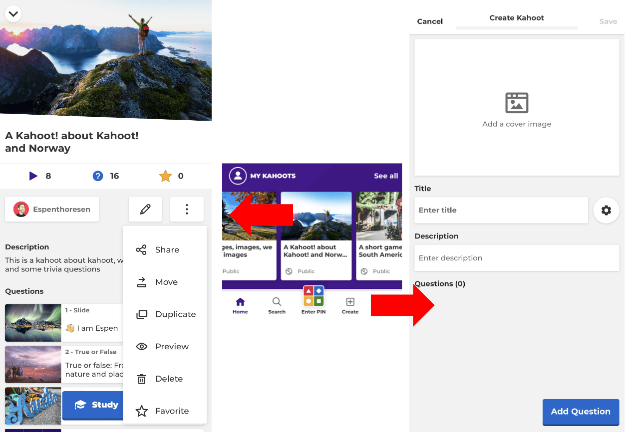 Kahoot! mobile app How to create, duplicate or organize kahoots Kahoot! Help & Resource Center
