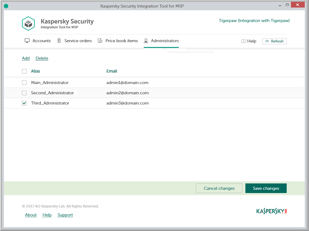 Managing administrators