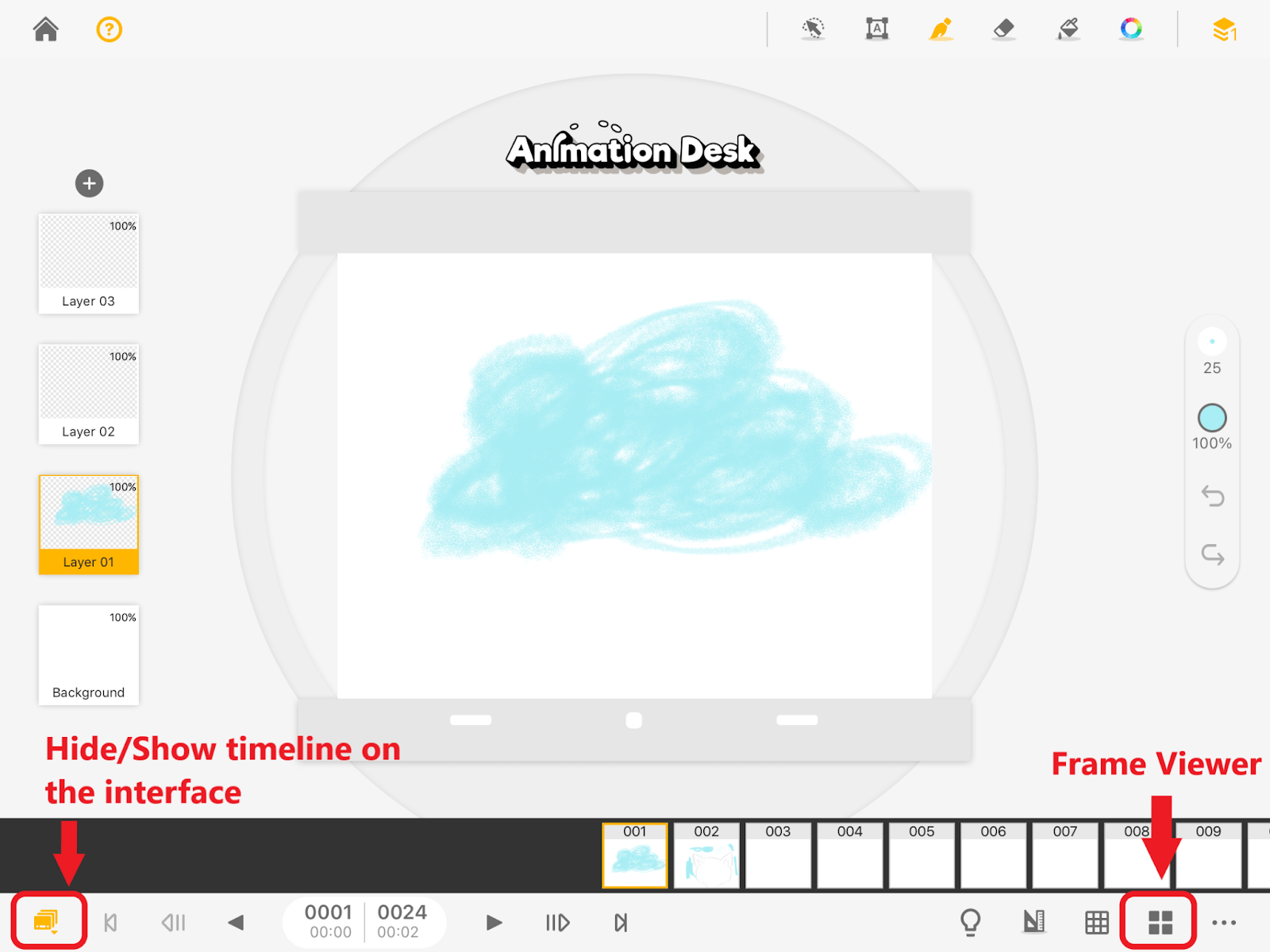 How to View Frames Show and Hide the Timeline and Frame Viewer