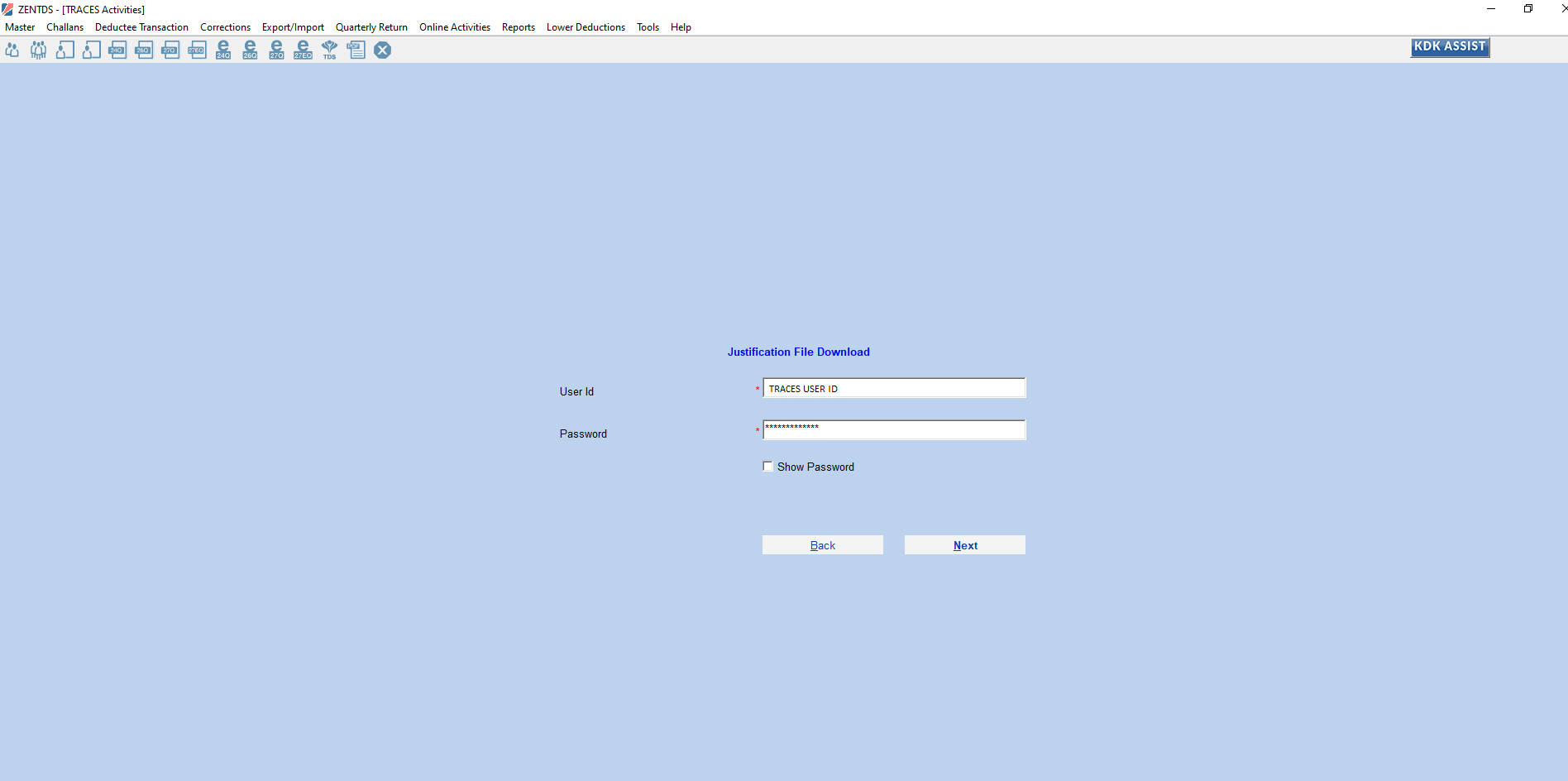 Process for Justification File download
