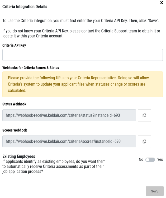 Criteria Assessment Integration – KeldairHR