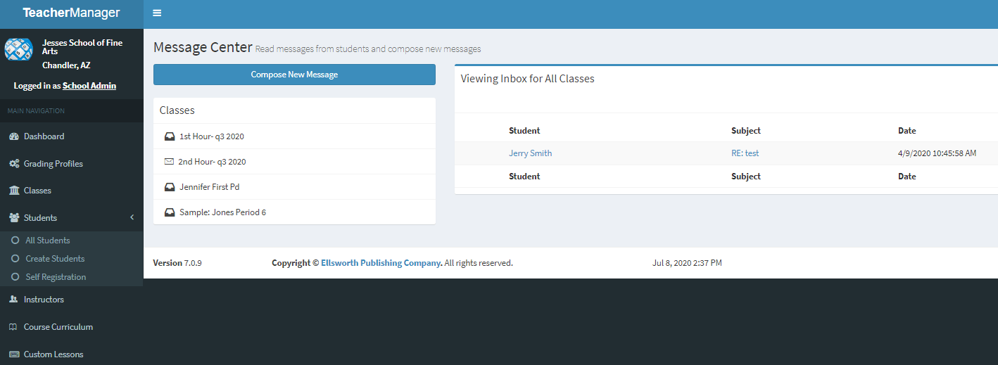 Can I send messages to my students through the program? Keyboarding
