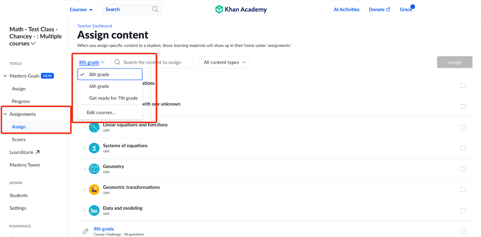 How do I add a course to my class? Khan Academy Help Center