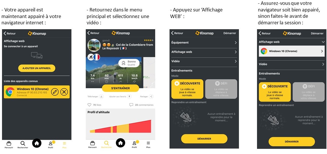 Comment utiliser la fonction d'affichage WEB ? Kinomap