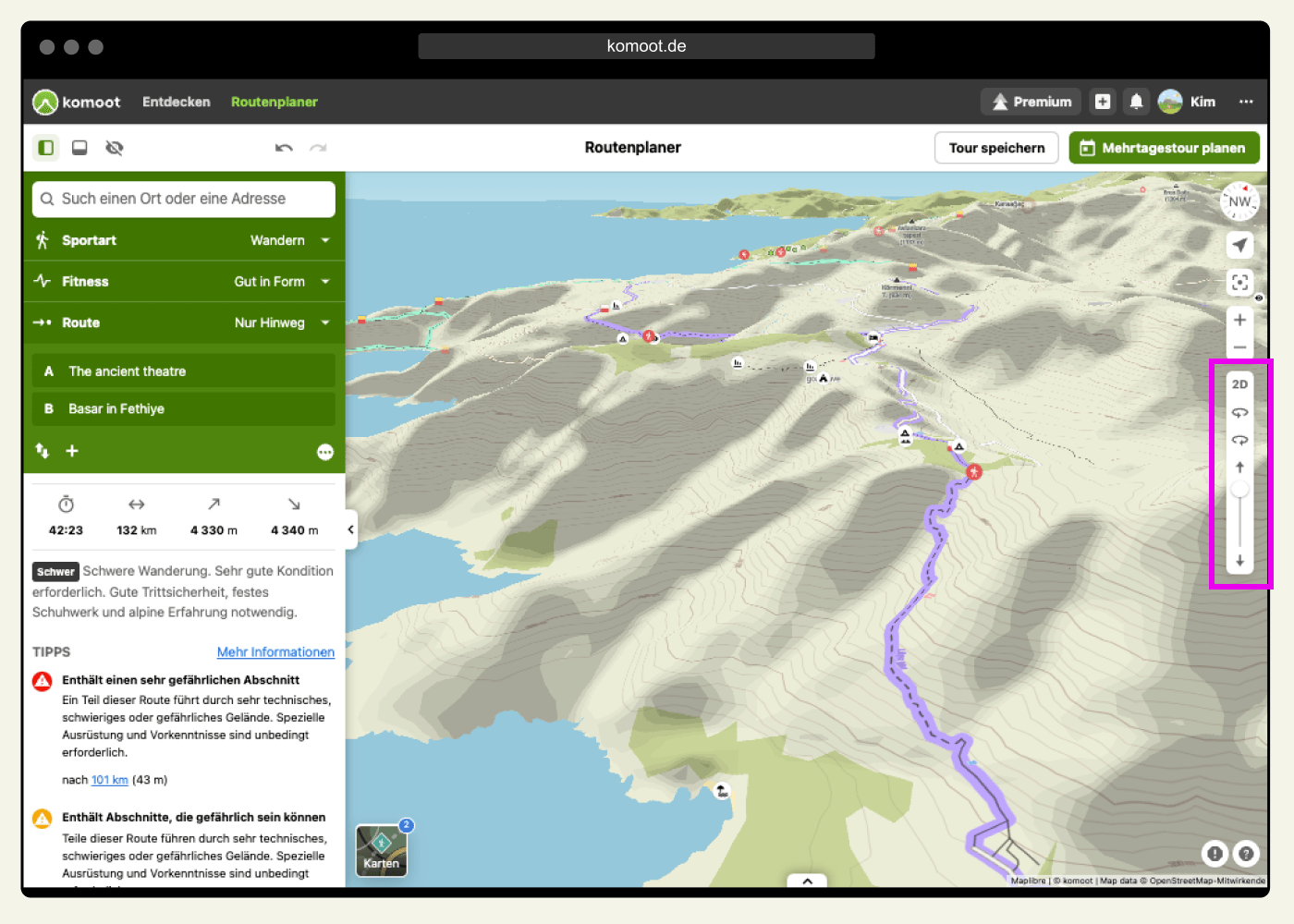 Komoot Satellitenkarte 3DKarten verwenden komoot