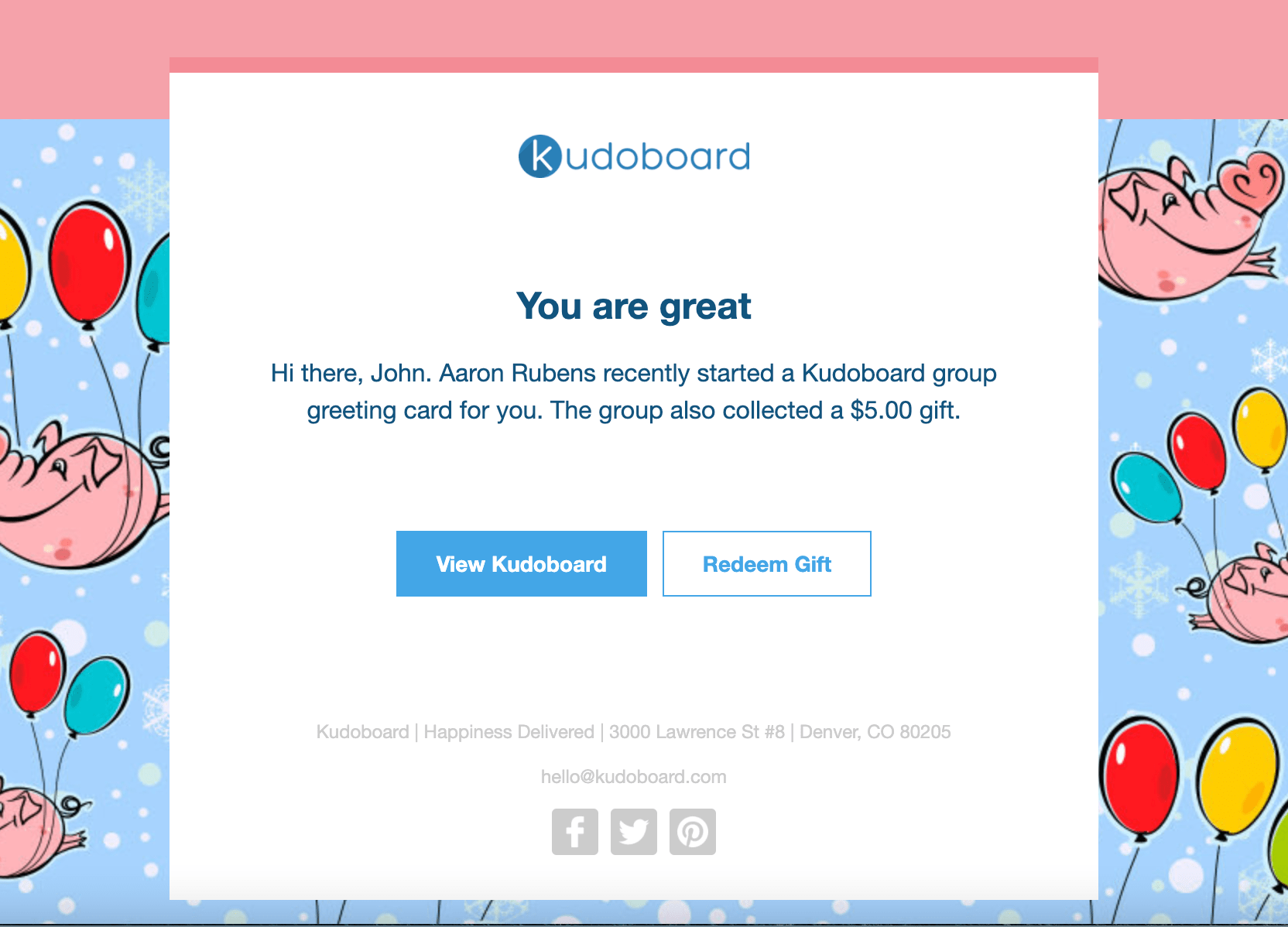 Overview of Kudoboard's gift card feature Kudoboard