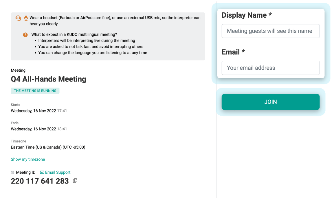 How to join and engage in a KUDO Meeting as a participant KUDO Support
