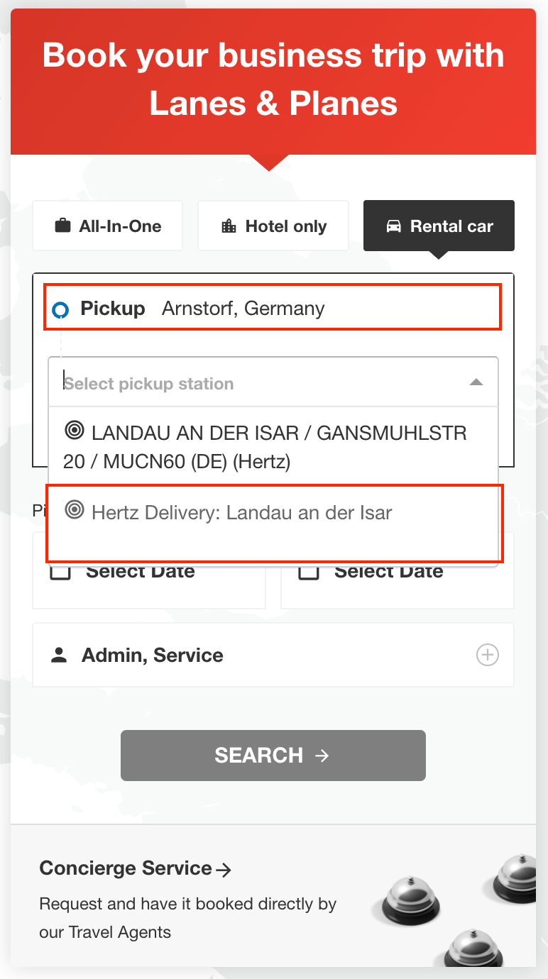 Hertz Delivery & Collection Lanes & Planes