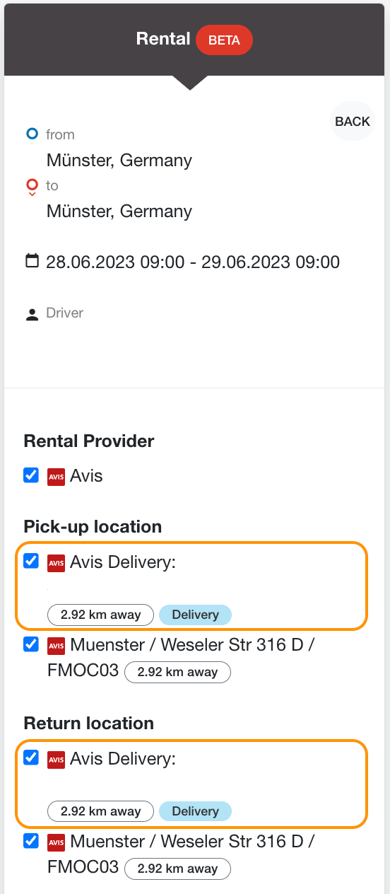 Avis Delivery & Collection Lanes & Planes